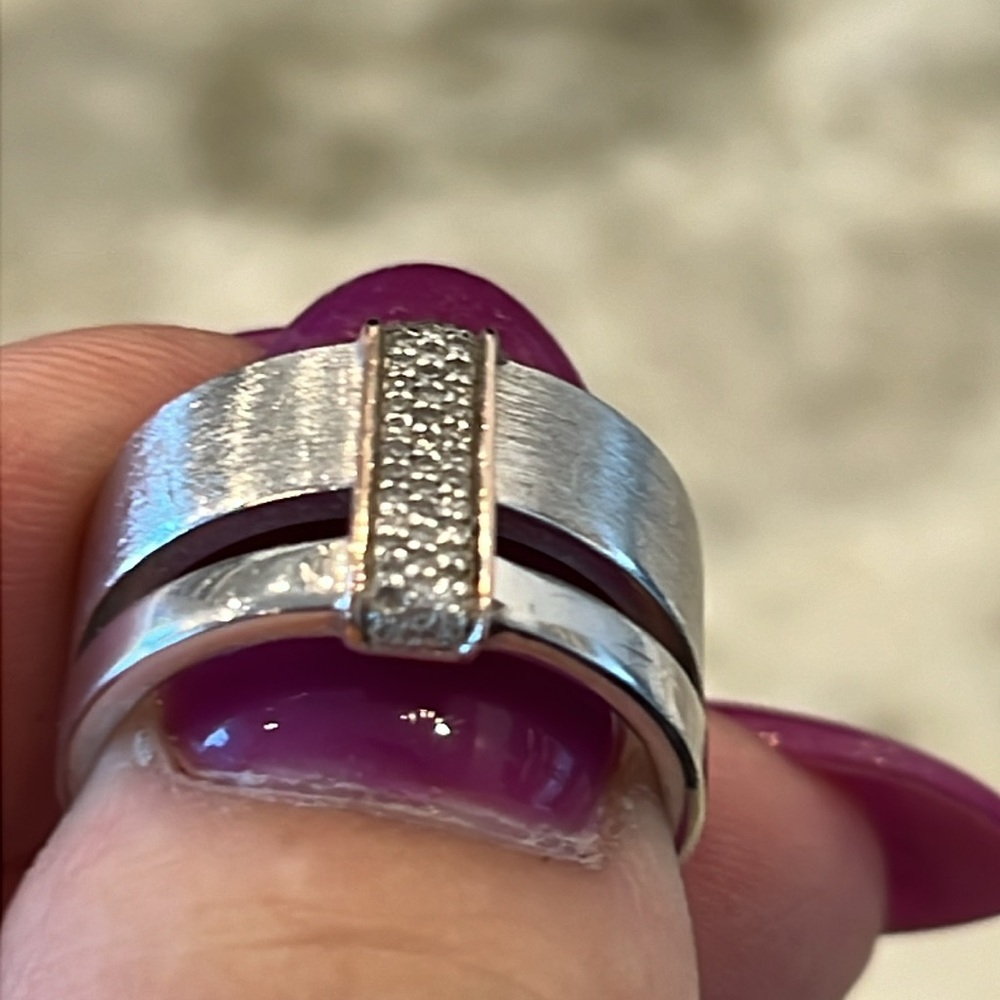 EFFY Sterling Silver Diamond Ring, size 7 - Picture 10 of 15